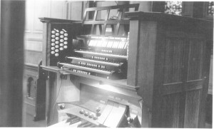 Organ console in St Georges Edinburgh, undated (Alex Hope archive)
