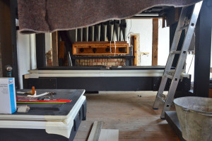Bellows and Violone chest under the Choir and Great