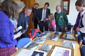 We examine the records on display