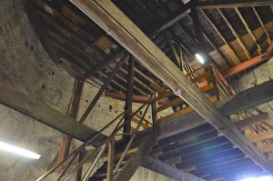 Wooden stairs up into the dome