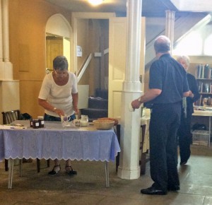 Serving tea at lunchtime