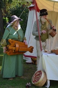 Medieval instruments being played