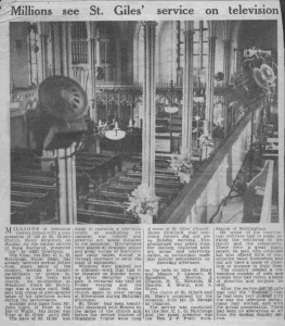 Newspaper article about St Giles church on TV, dated 21 August 1963 (photo 15)