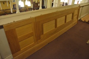 The large side panel for the Swell side of the organ