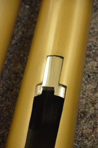 New tuning slide in the back of a casework pipe (open diapason)