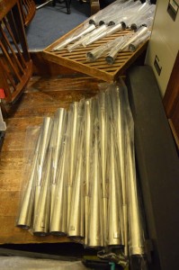 Waldhorn pipes in plastic protection prior to installation in the Willis