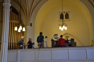 David, John, Geoff and Jonathan during filming