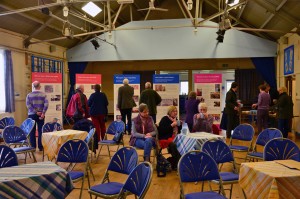 Volunteers admire the banners