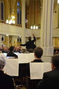 David conducts organ and orchestra in the Saint Saëns