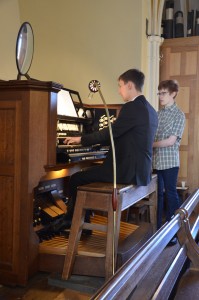 Jacob plays the voluntary after Mass
