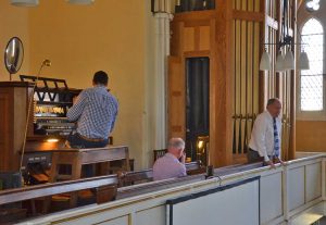 Mr Salter explains how the pipe organ works