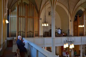 Jonathan at the console playing requested hymns