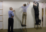 Stuart, Haydn and Andrew dismantle the screen